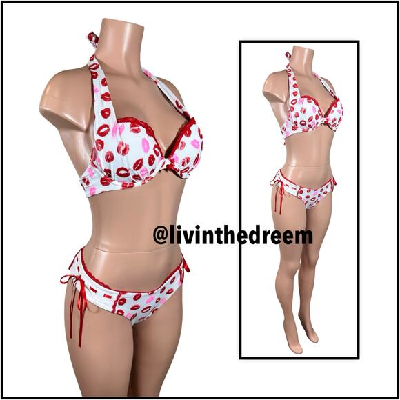 Beach Bunny Lips of an Angel Push Up Top and Skimpy Bottoms SZ M $226 - Picture 11 of 14